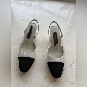 Elegant Women's Black and White Slingback Shoes